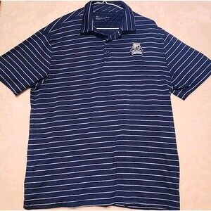 Under Armour Mens Large Blue Striped Polo  Short Sleeve Traditions Golf Club